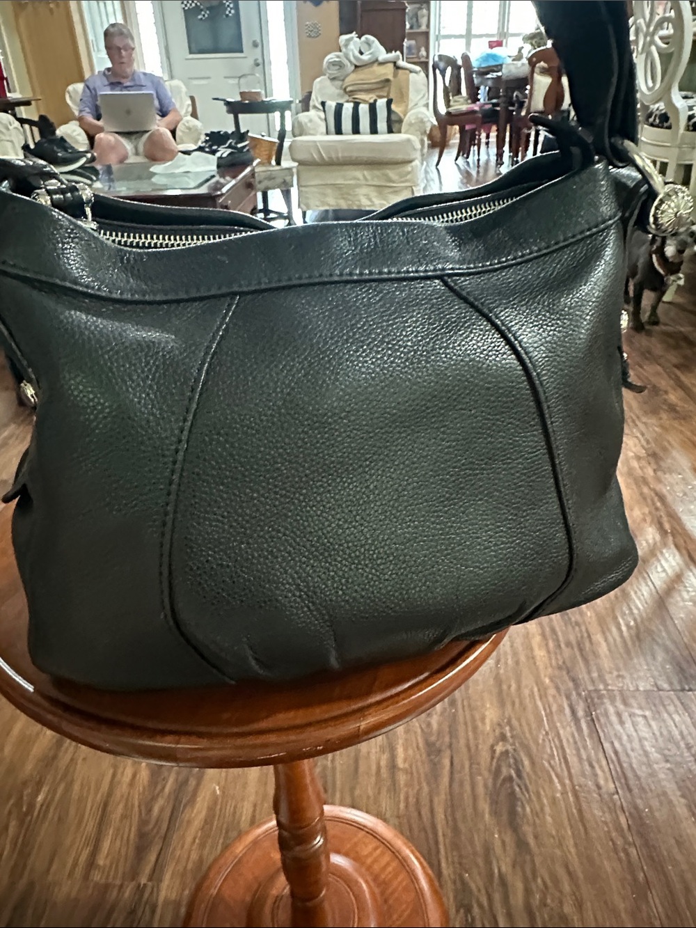 b. makowsky Black Pebbled Leather Hobo Bag - Picture 5 of 9